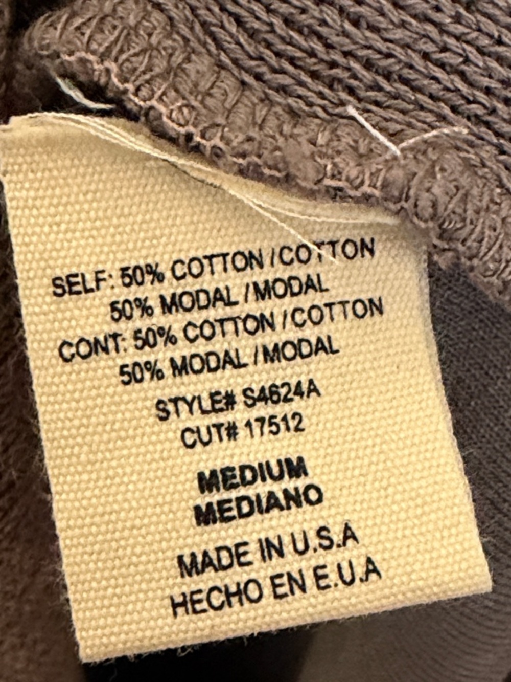 M. Rena Washed Taupe Ribbed Long Sleeve Tee - Picture 5 of 6